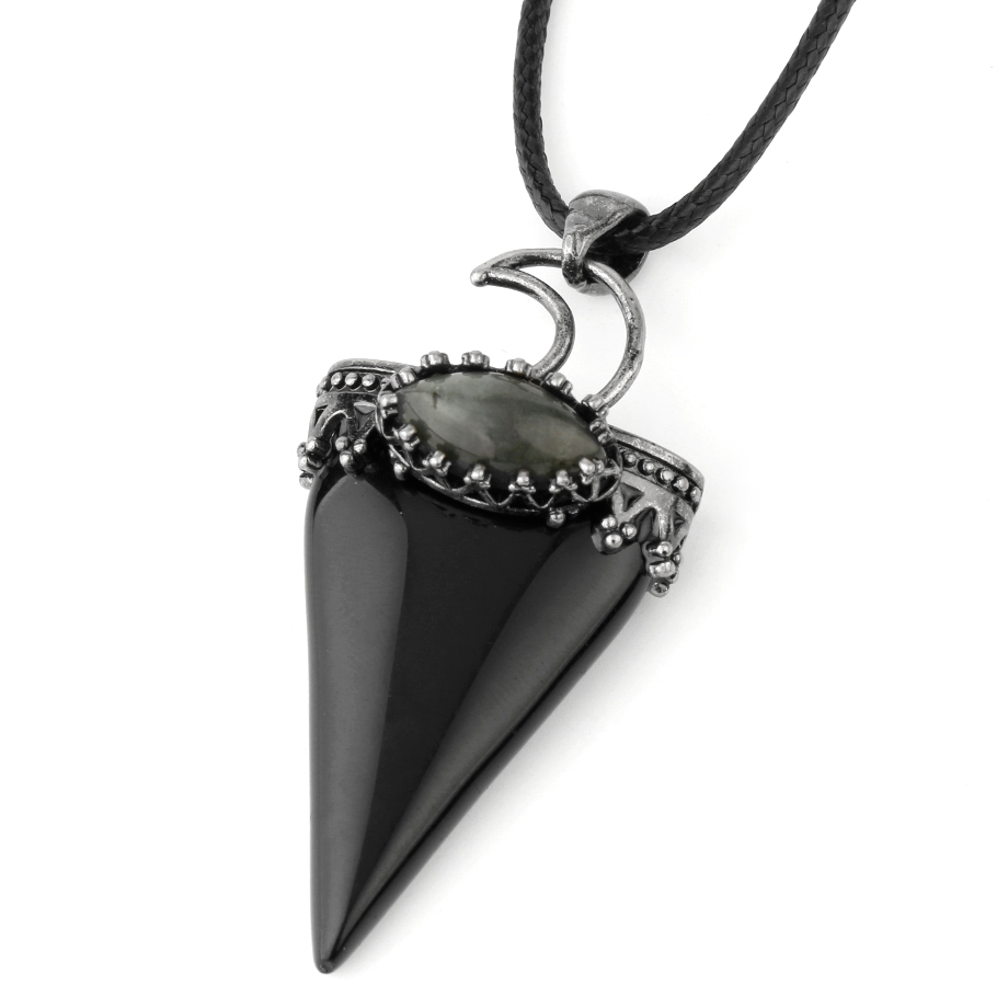 Cordon et son Pendentif en Onyx "Stabilité & Maîtrise de soi" - Lune