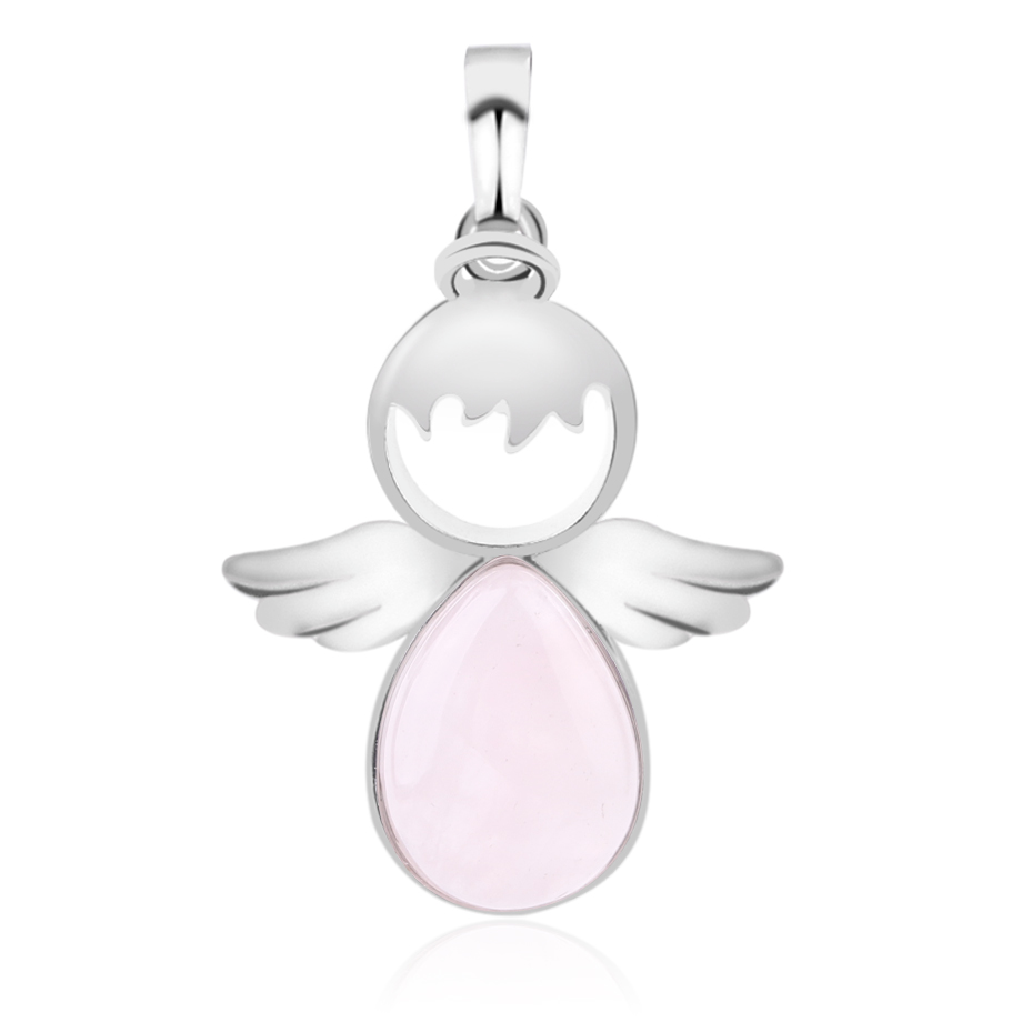 Pendentif en Quartz rose "Amour & Confiance en soi" - Ange