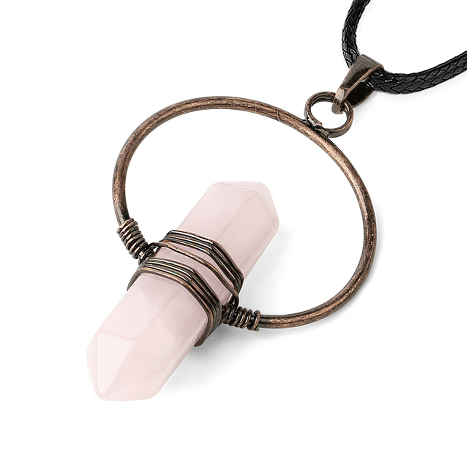 Cordon et son Pendentif Guérison en Quartz rose "Amour & Confiance en soi" - Prisme