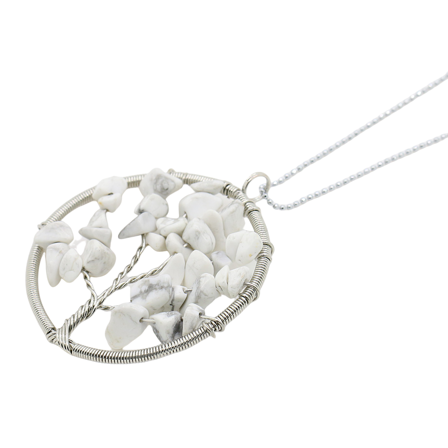 Chaîne et son Pendentif Reiki en Howlite - Arbre de vie