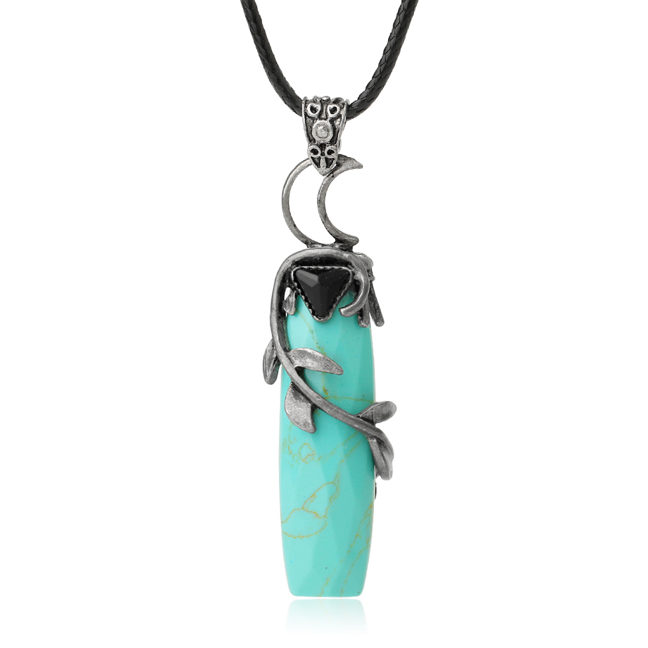 Cordon et son Pendentif en Turquoise "Stabilité & Empathie" - Lune