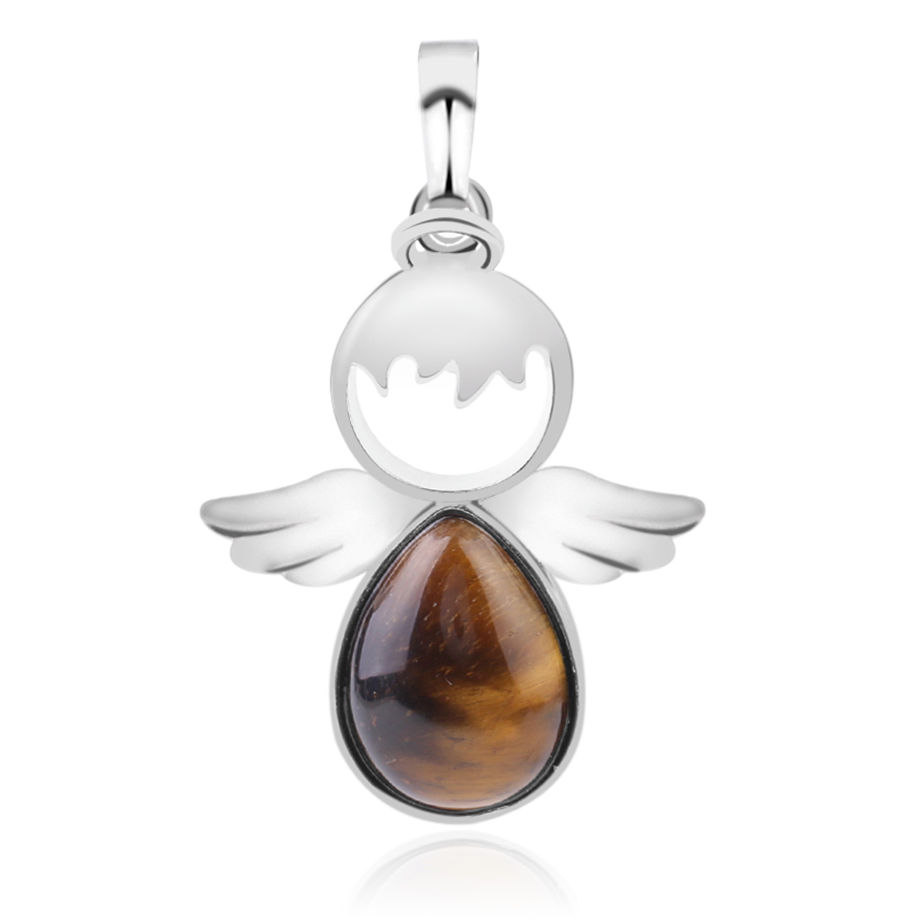 Pendentif en Oeil de tigre "Courage & Audace" - Ange