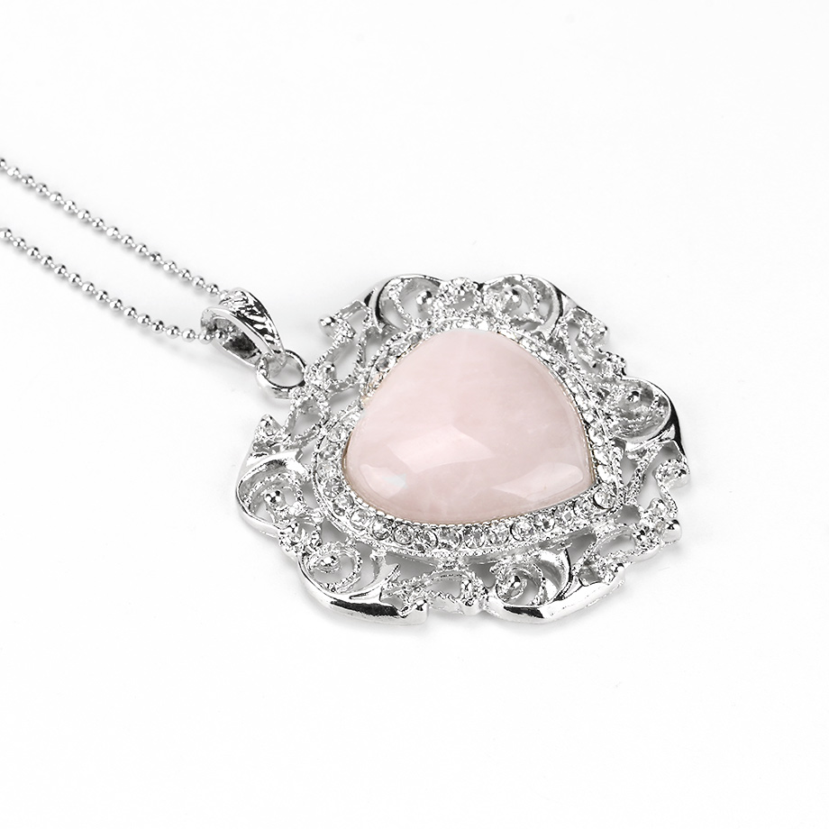 Chaîne et son Pendentif en Quartz rose "Amour & Confiance en soi" - Coeur