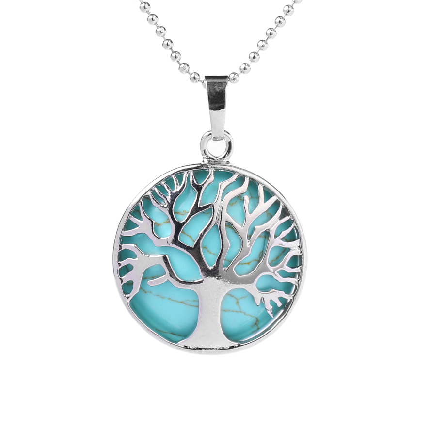 Chaîne et son Pendentif en Turquoise "Stabilité & Empathie" - Arbre de vie