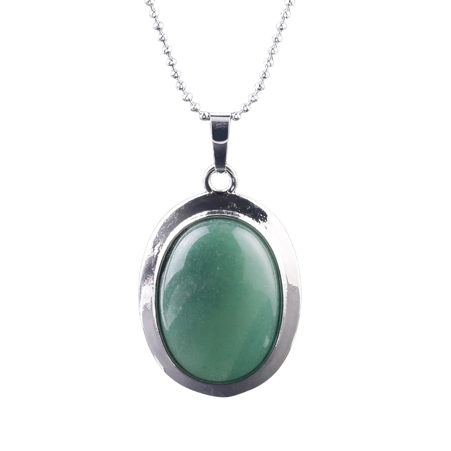 Chaîne et son Pendentif Reiki en Aventurine verte "Développement & Épanouissement" - Cabochon