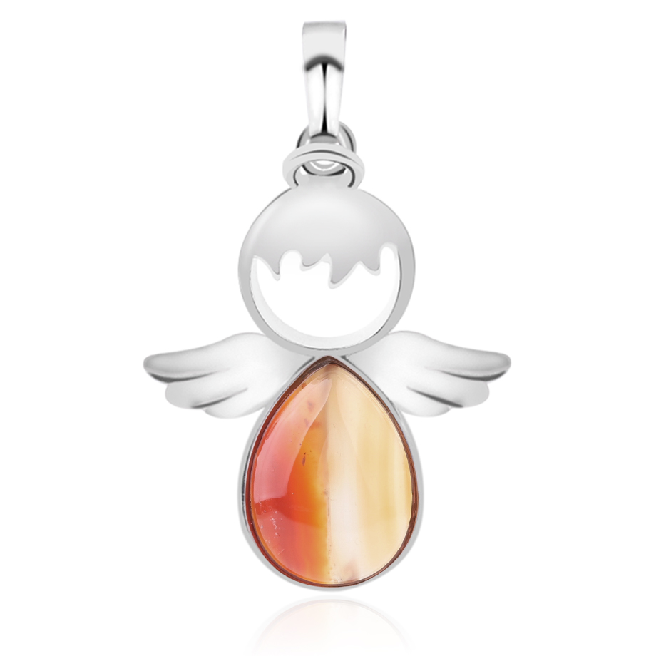 Pendentif en Agate feu "Énergie & Sécurité" - Ange