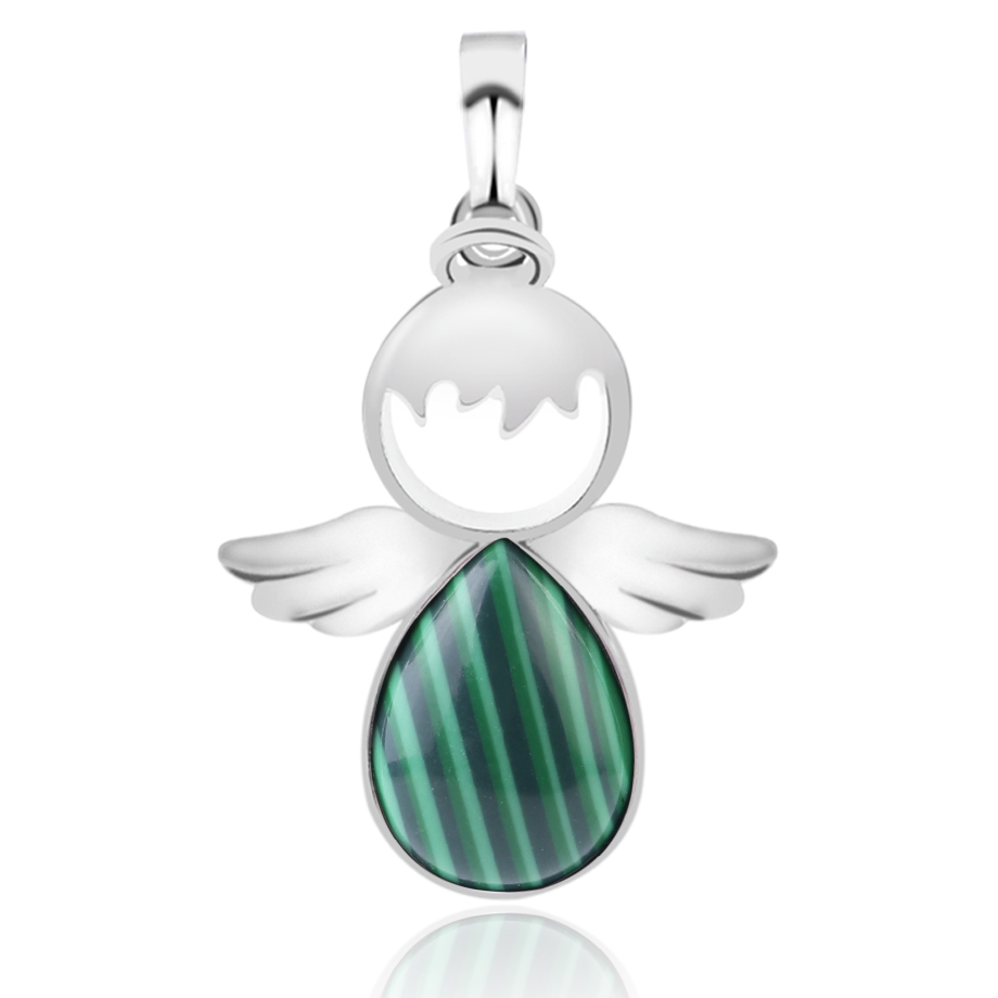 Pendentif en Malachite "Protection & Clairvoyance" - Ange