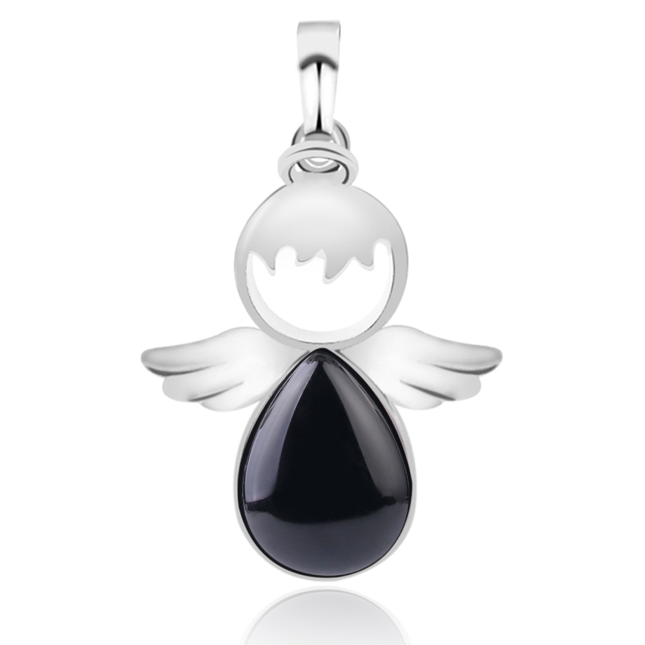 Pendentif en Onyx "Stabilité & Maîtrise de soi" - Ange