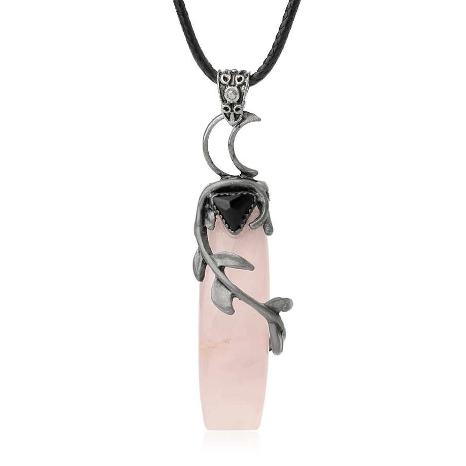 Cordon et son Pendentif en Quartz rose "Amour & Confiance en soi" - Lune