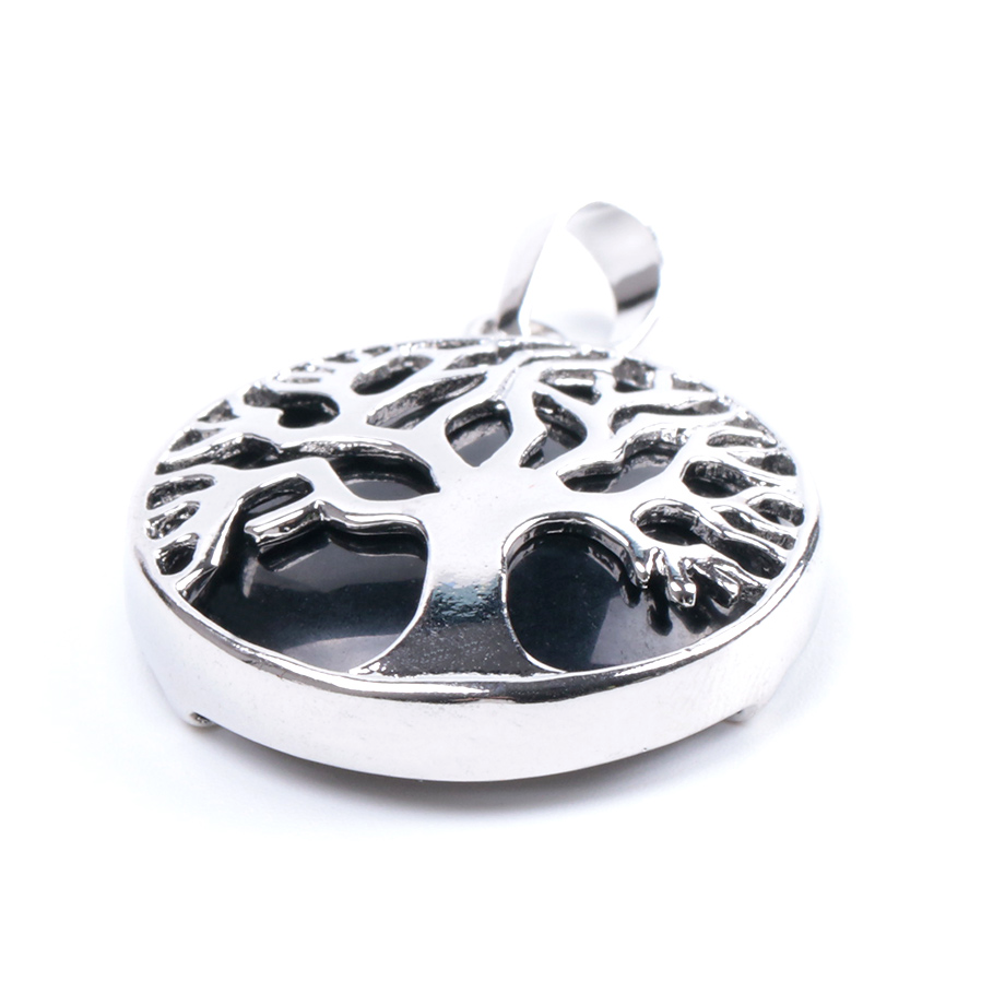 Pendentif en Agate noire "Persévérance & Protection" - Arbre de vie