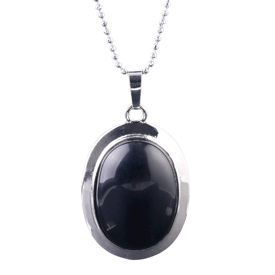 Chaîne et son Pendentif Reiki en Onyx "Stabilité & Maîtrise de soi" - Cabochon