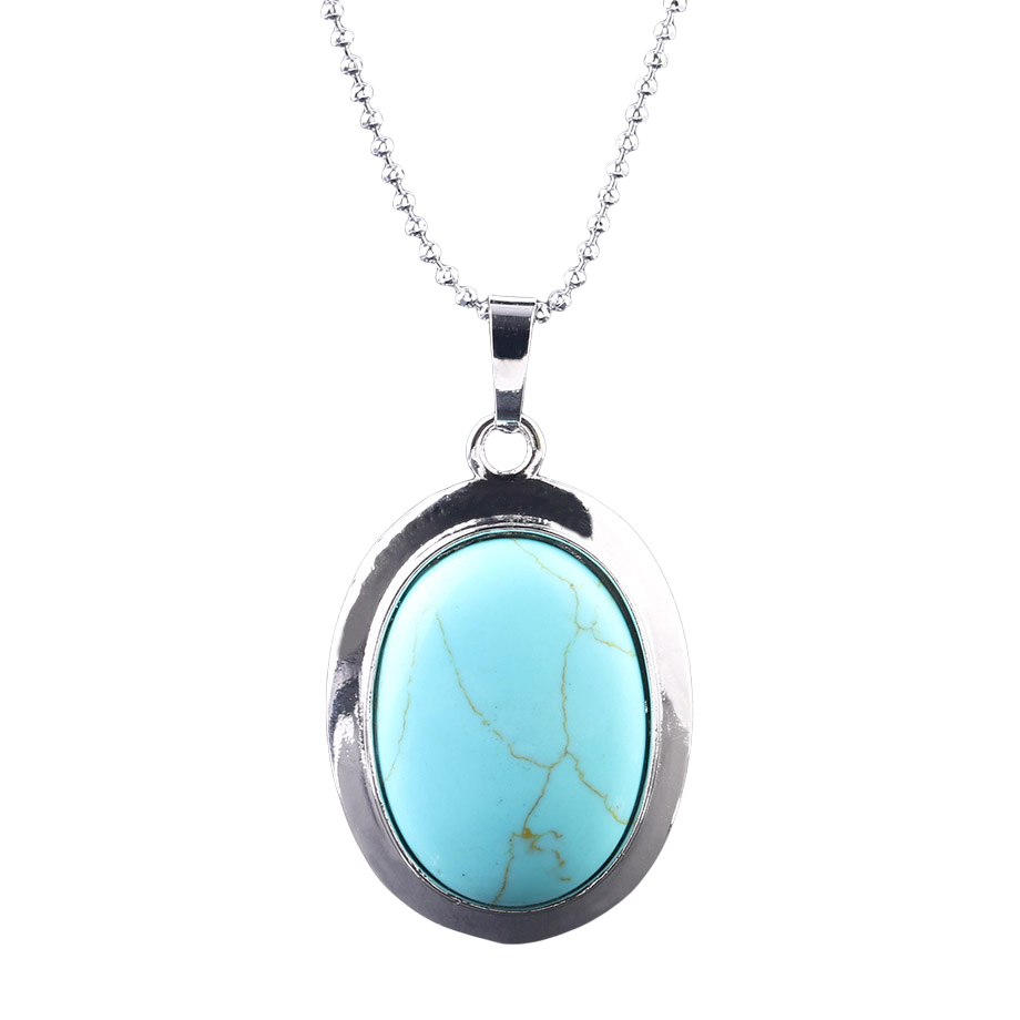 Chaîne et son Pendentif Reiki en Turquoise "Stabilité & Empathie" - Cabochon