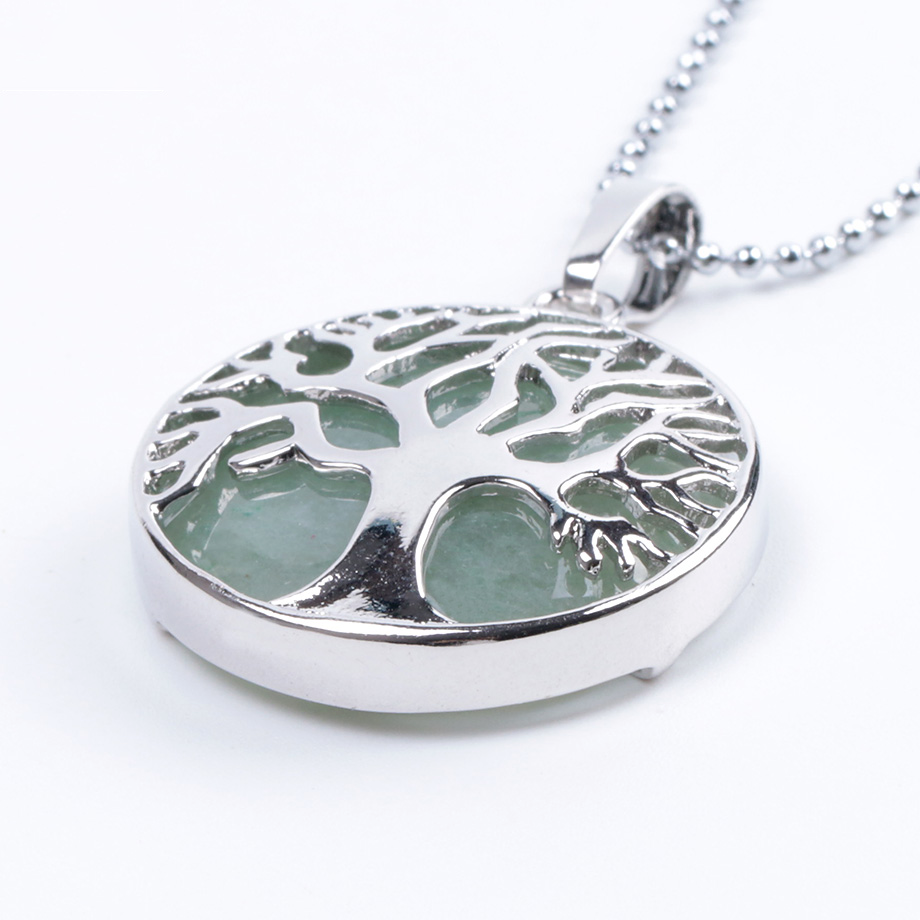 Chaîne et son Pendentif en Aventurine "Chance & Fortune" - Arbre de vie