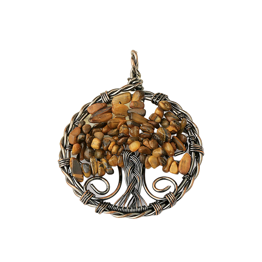 Pendentif Reiki en Oeil de tigre "Courage & Audace" - Arbre de vie