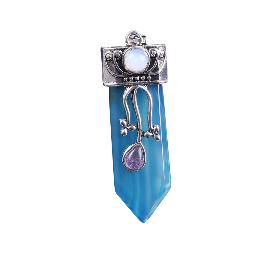 Pendentif Reiki en Agate bleue "Harmonie & Apaisement"