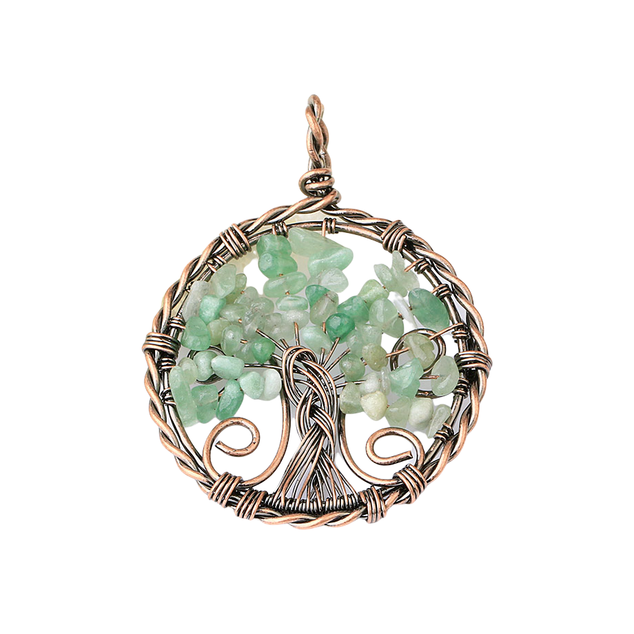 Pendentif Reiki en Aventurine verte "Développement & Épanouissement" - Arbre de vie