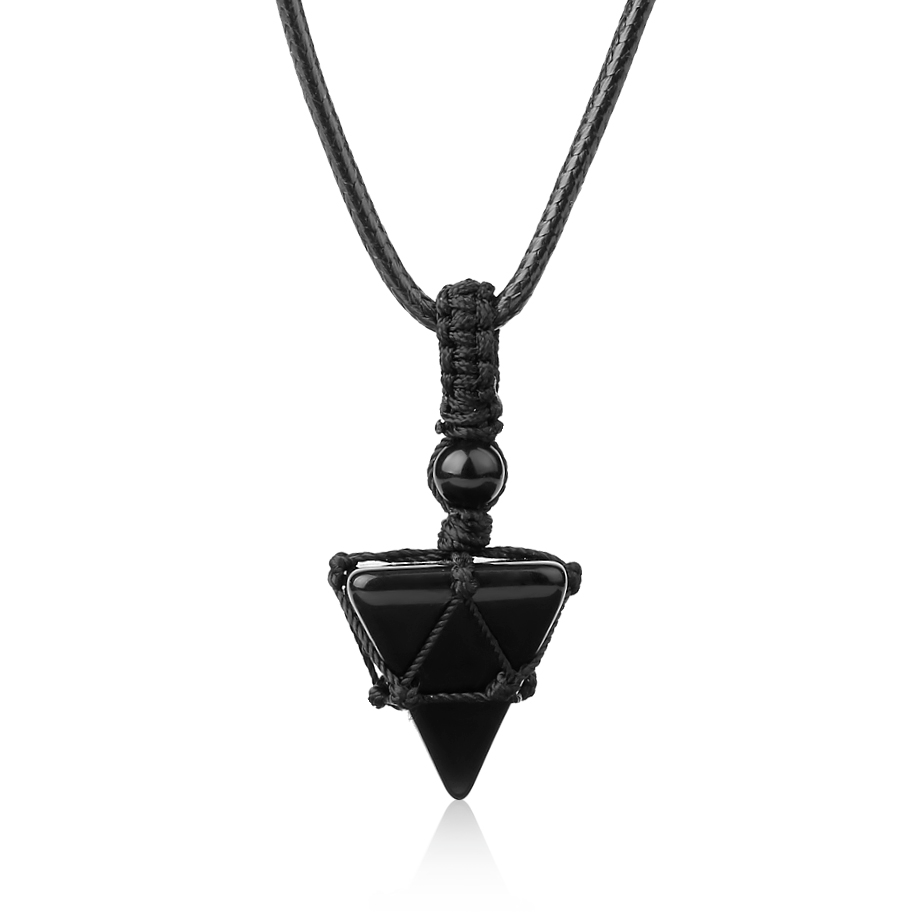 Cordon et son Pendentif Reiki en Agate noire "Persévérance & Protection"