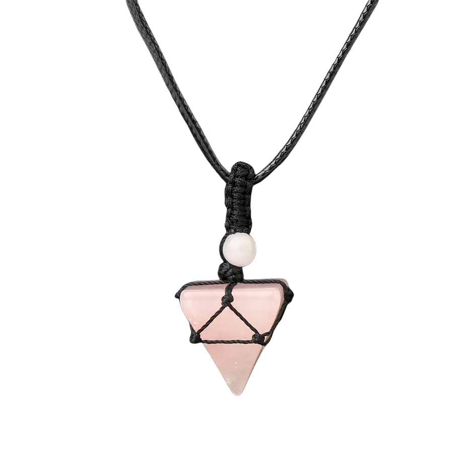 Cordon et son Pendentif Reiki en Quartz rose "Amour & Confiance en soi"