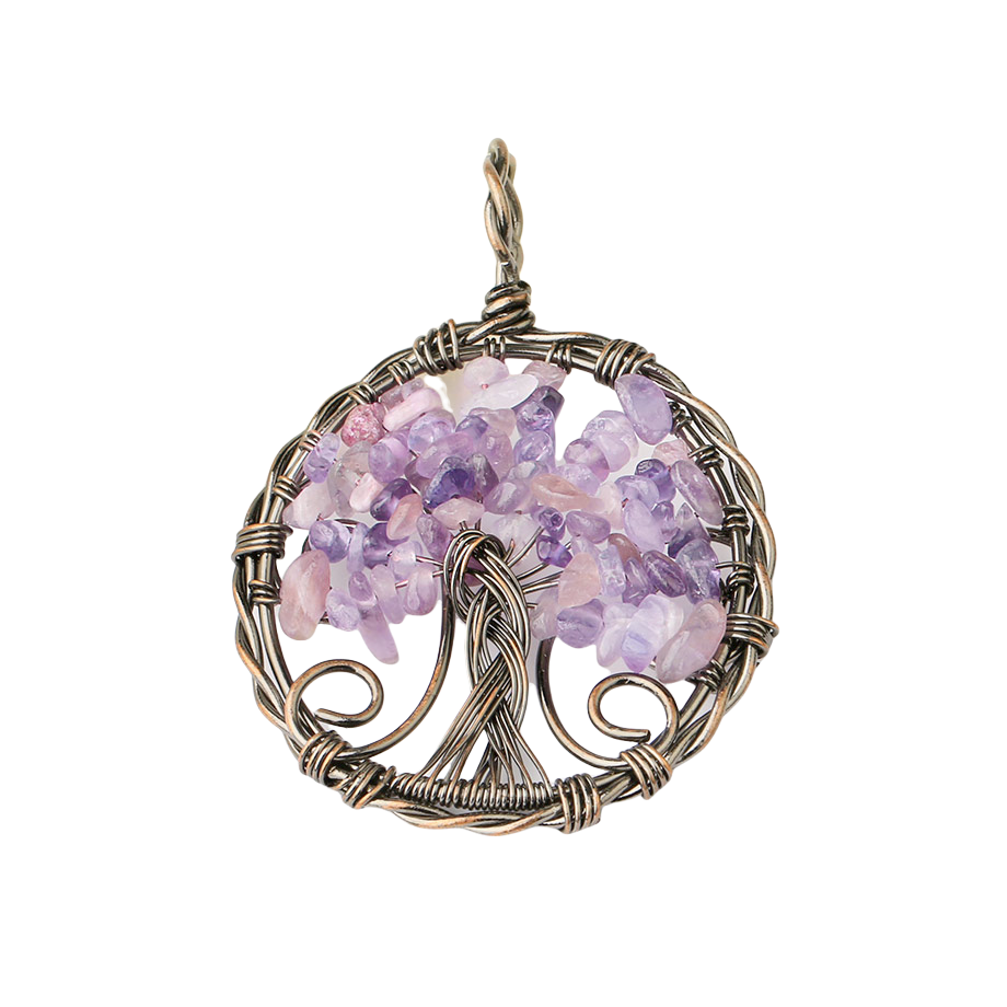 Pendentif Reiki en Améthyste "Force & Sagesse" - Arbre de vie