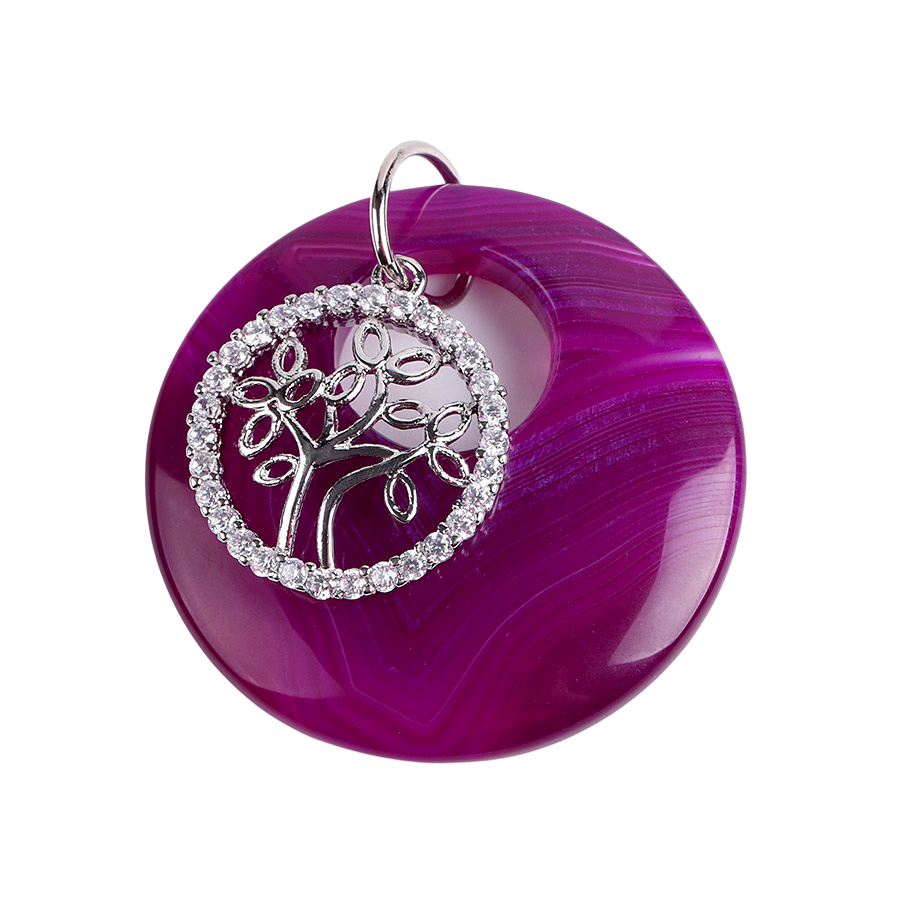 Pendentif en Agate "Ancrage & Equilibre" - Arbre de vie