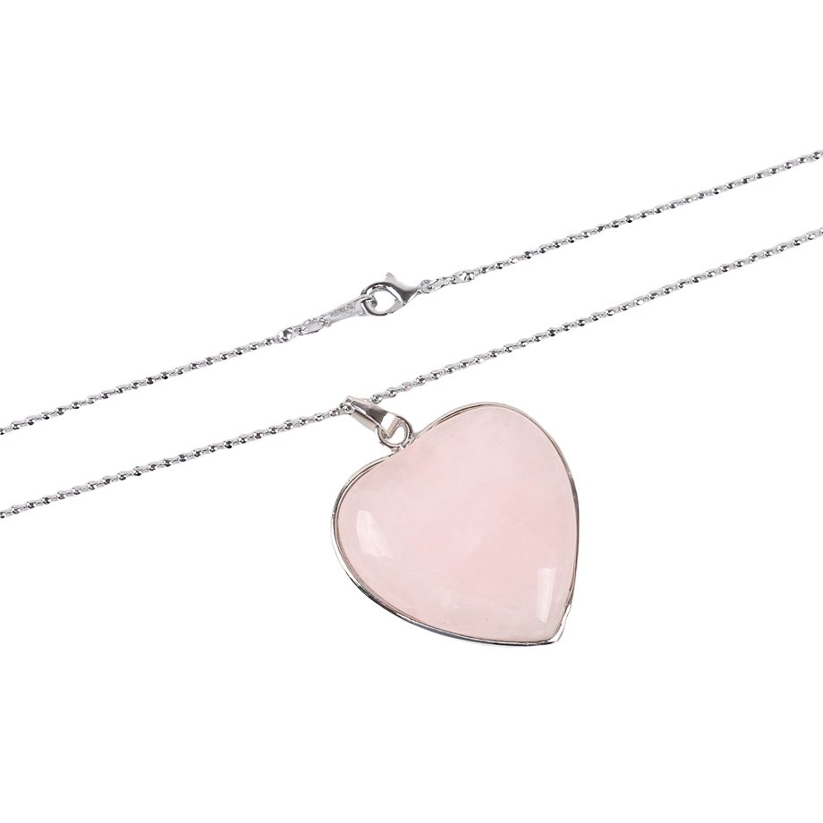 Chaîne et son Pendentif en Quartz rose "Amour & Confiance en soi" - Coeur