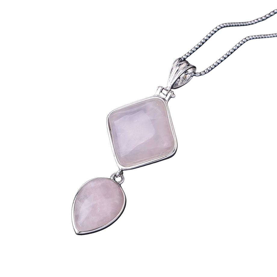 Chaîne et son Pendentif Guérison en Quartz rose "Amour & Confiance en soi"