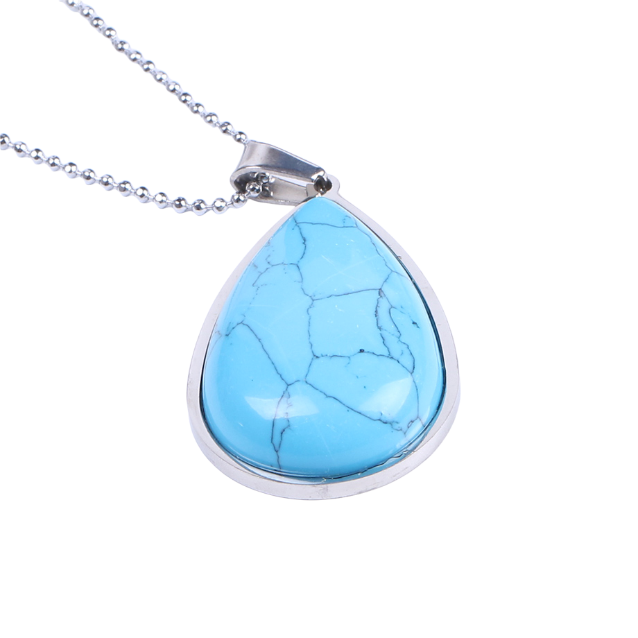 Chaîne et son Pendentif en Turquoise "Stabilité & Empathie" - Goutte