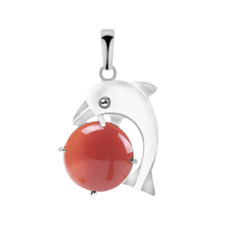 Pendentif Reiki en Agate feu "Énergie & Sécurité" - Dauphin