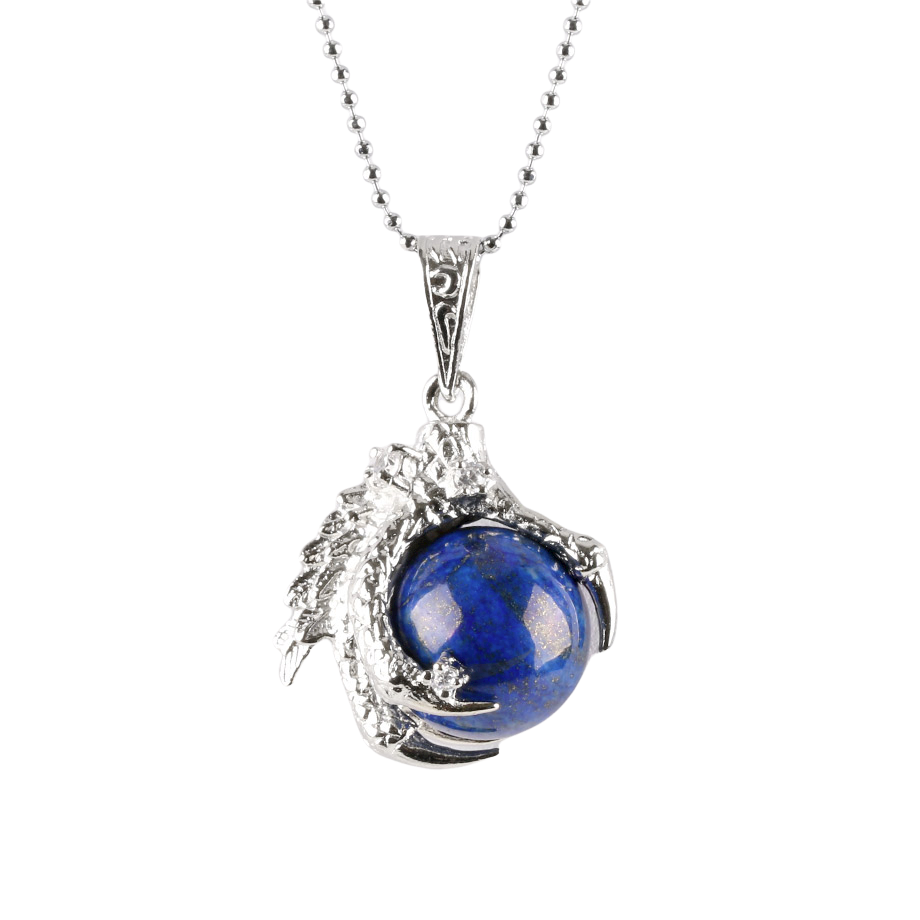 Chaîne et son Pendentif Yoga en Lapis-Lazuli "Santé & Harmonie" - Griffes de dragon