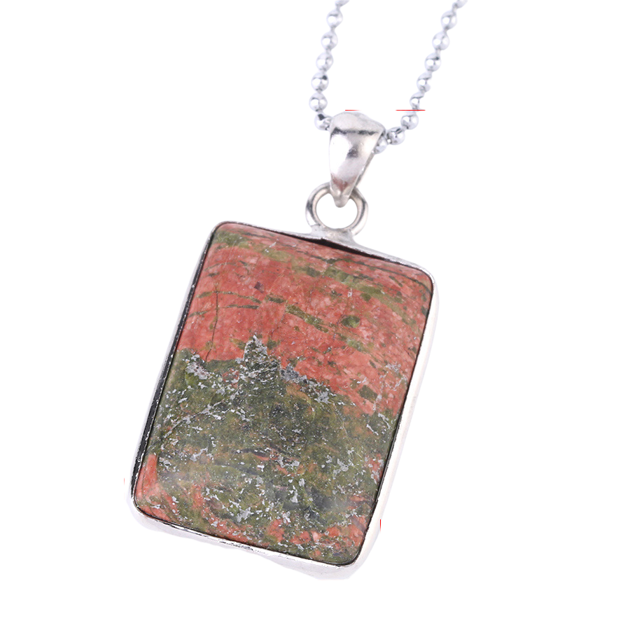 Chaîne et son Pendentif Reiki en Unakite "Confiance & Sagesse"