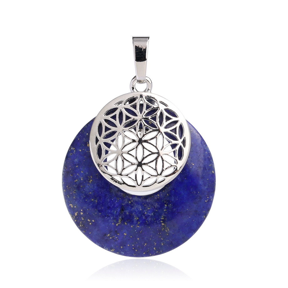 Pendentif Reiki en Lapis-Lazuli "Santé & Harmonie" - Fleur de vie