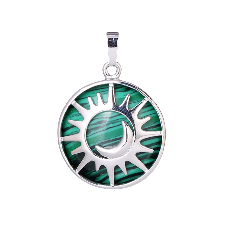 Pendentif Guérison en Malachite "Protection & Clairvoyance" - Soleil & Lune