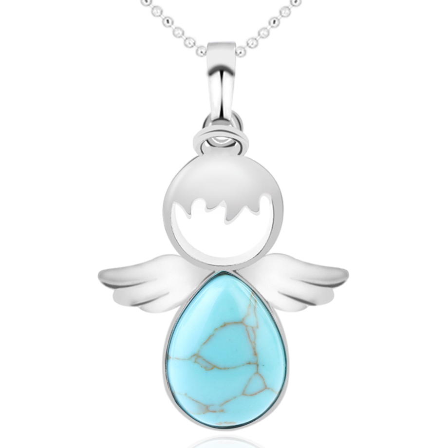 Chaîne et son Pendentif en Turquoise "Stabilité & Empathie" - Ange