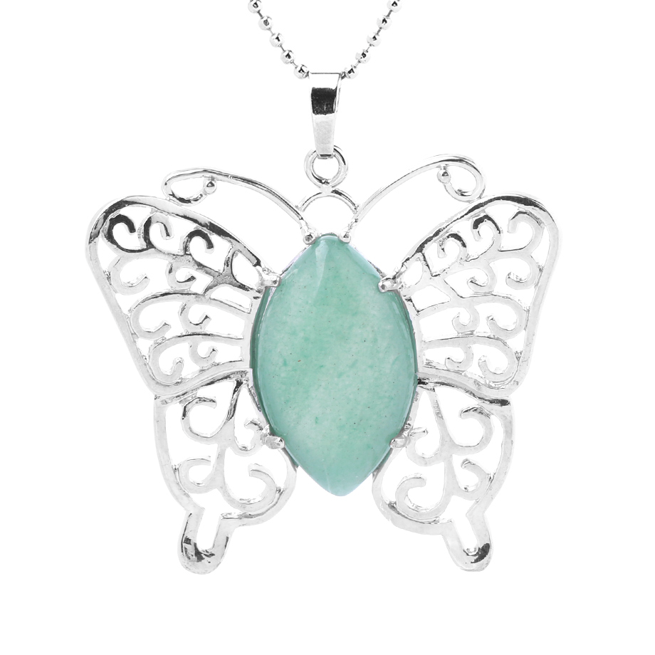 Chaîne et son Pendentif en Aventurine verte "Développement & Épanouissement" - Papillon