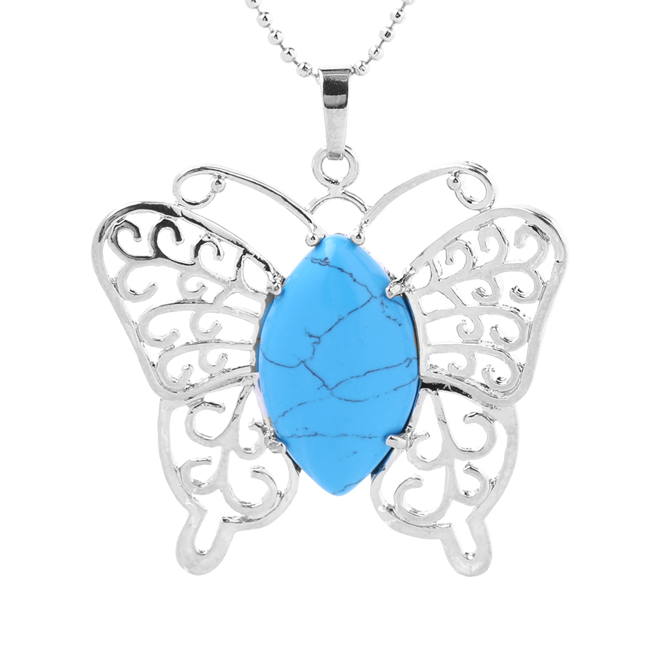 Chaîne et son Pendentif en Turquoise "Stabilité & Empathie" - Papillon