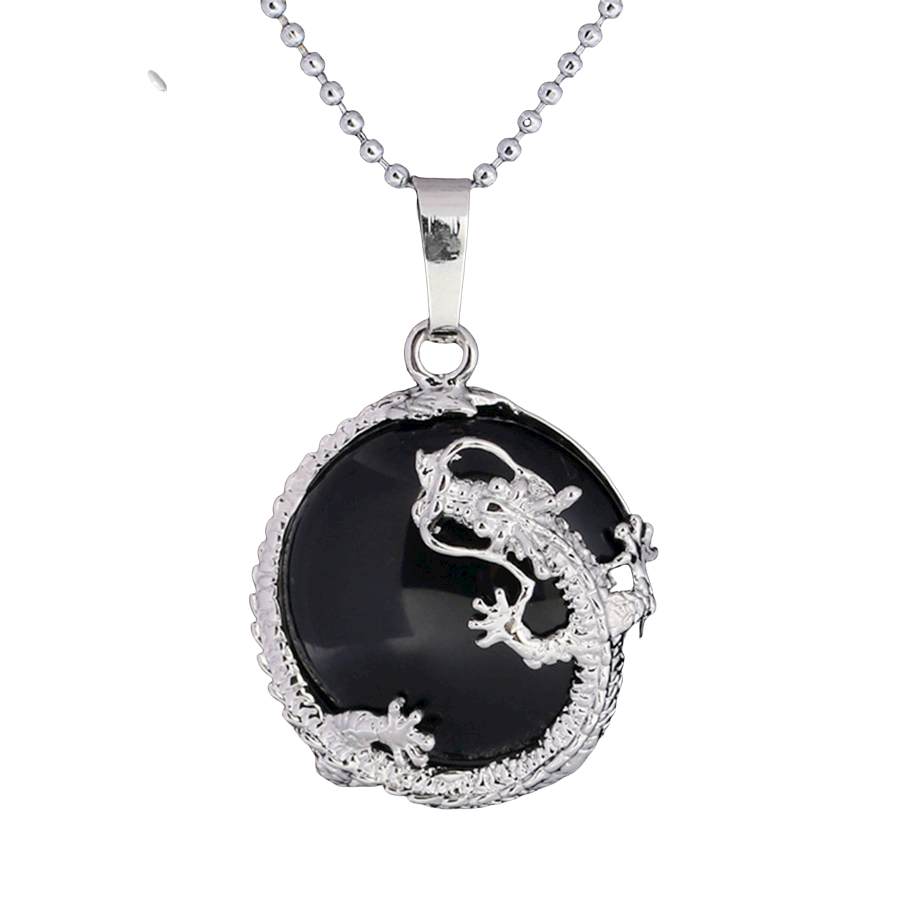 Chaîne et son Pendentif en Onyx "Stabilité & Maîtrise de soi" - Dragon