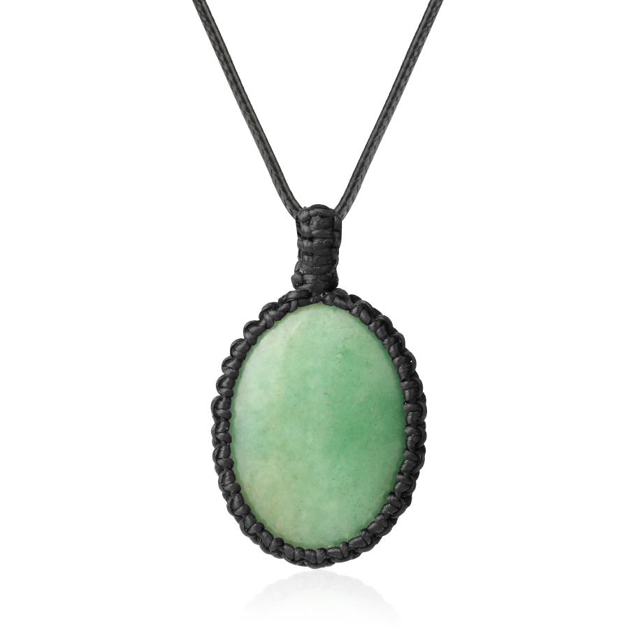 Cordon et son Pendentif en Aventurine verte "Développement & Épanouissement" - Cabochon