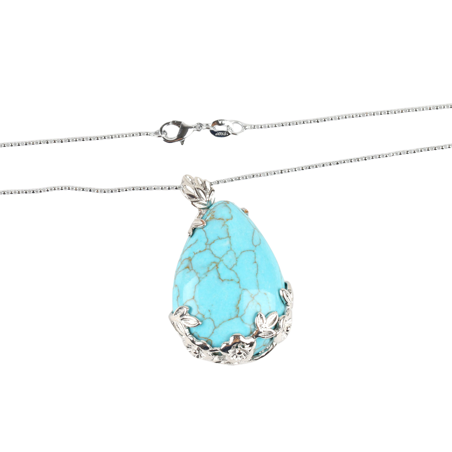 Chaîne et son Pendentif Reiki en Turquoise "Stabilité & Empathie" - Goutte