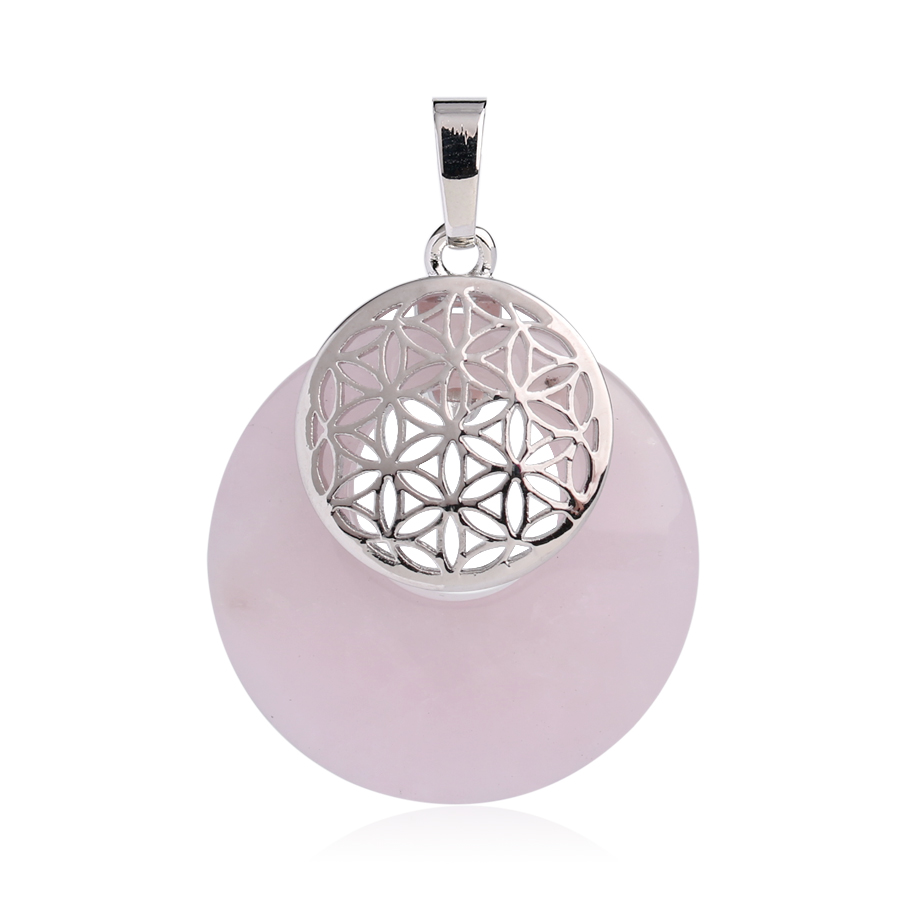 Pendentif Reiki en Quartz rose "Amour & Confiance en soi" - Fleur de vie