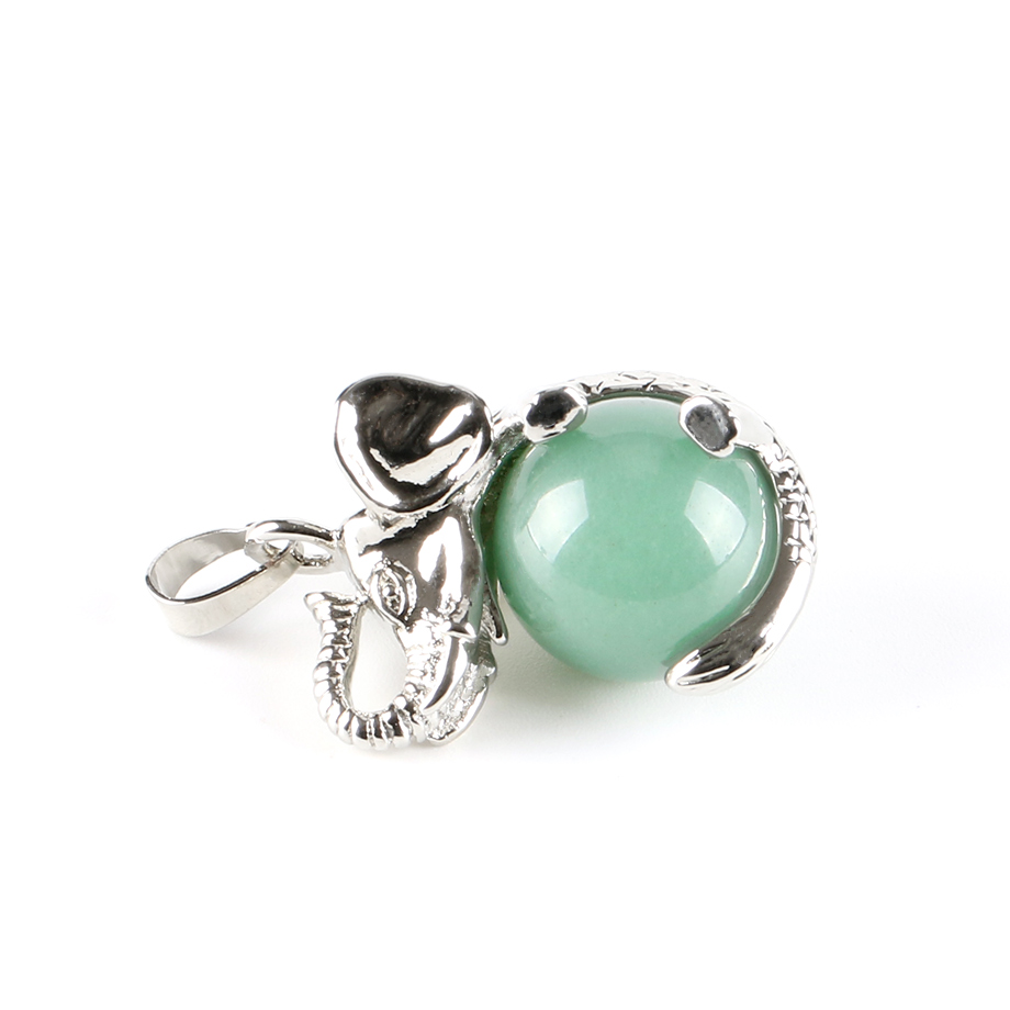 Pendentif Porte Bonheur en Aventurine verte "Développement & Épanouissement" - Éléphant