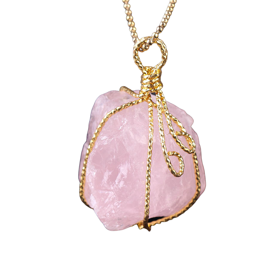 Chaîne et son Pendentif en Quartz rose "Amour & Confiance en soi"