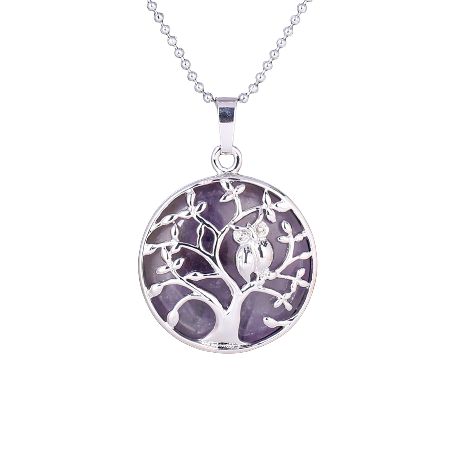 Chaîne et son Pendentif en Améthyste "Force & Sagesse" - Arbre de vie