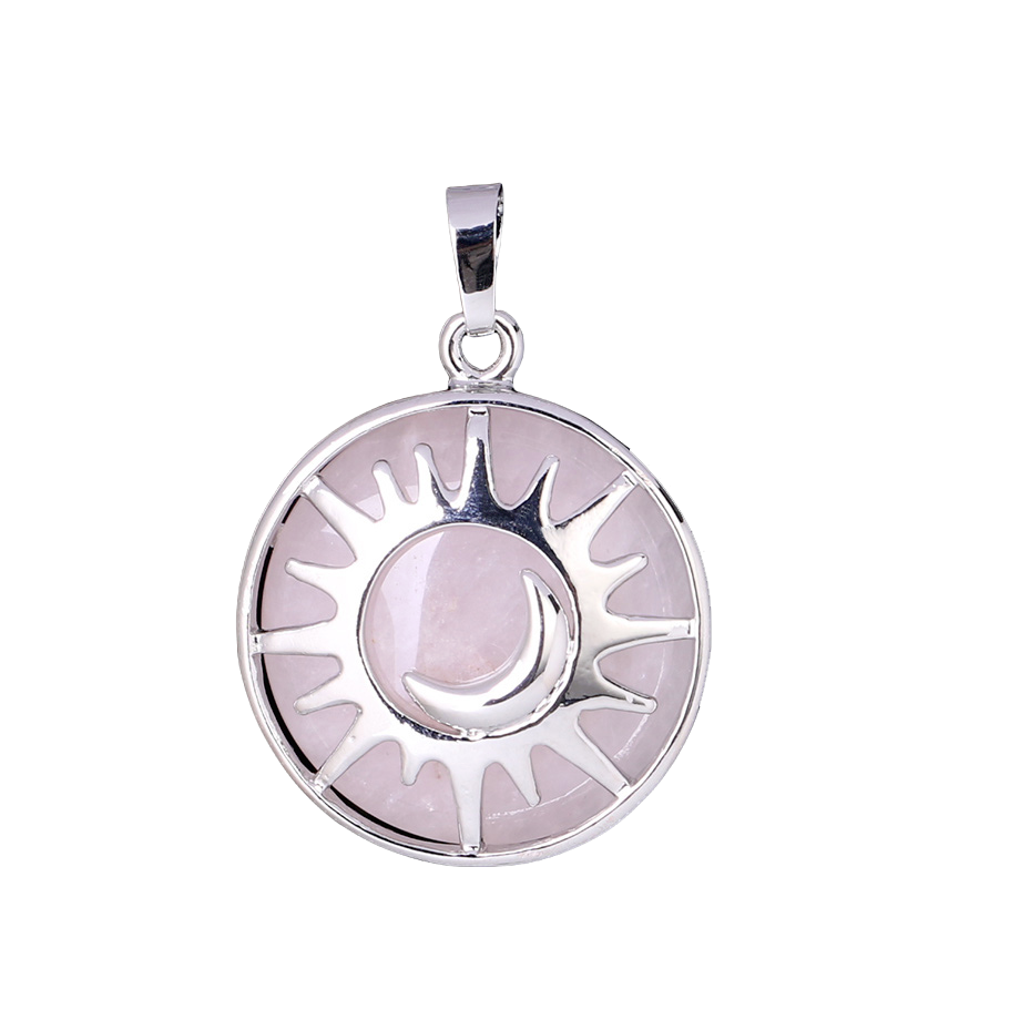 Pendentif Reiki en Quartz rose "Amour & Confiance en soi" - Soleil & Lune