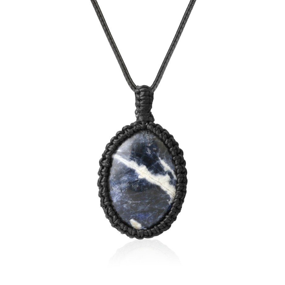 Cordon et son Pendentif en Sodalite "Humilité & Courage" - Cabochon