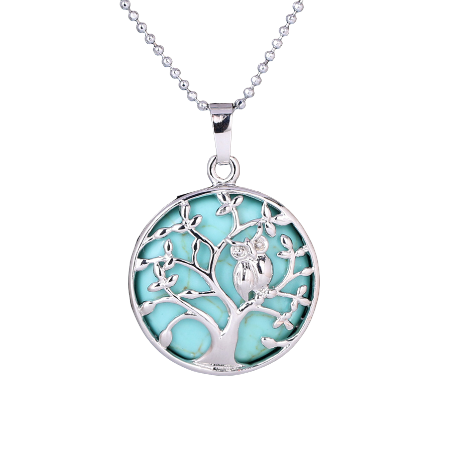 Chaîne et son Pendentif en Turquoise "Stabilité & Empathie" - Arbre de vie