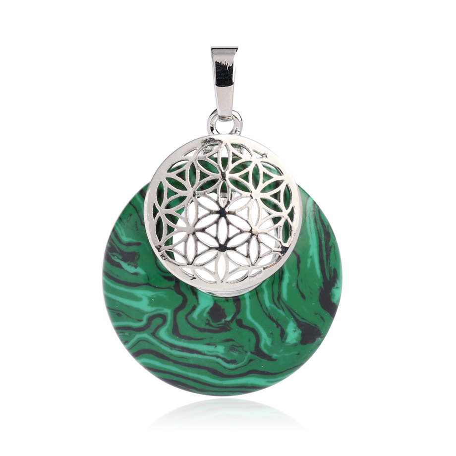 Pendentif Guérison en Malachite "Protection & Clairvoyance" - Fleur de vie