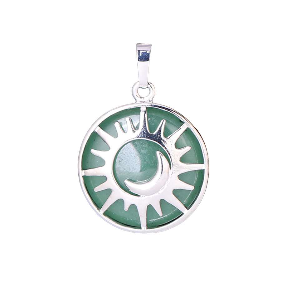 Pendentif Guérison en Aventurine verte "Développement & Épanouissement" - Soleil & Lune