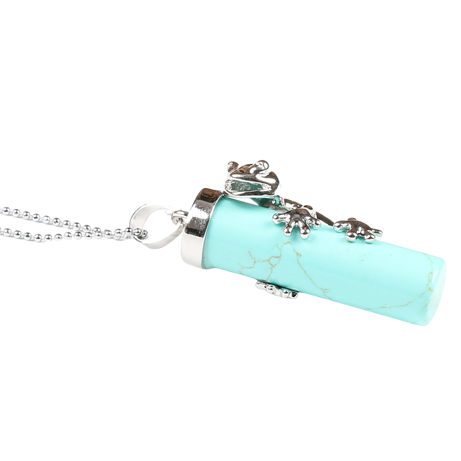 Chaîne et son Pendentif en Turquoise "Stabilité & Empathie" - Grenouille