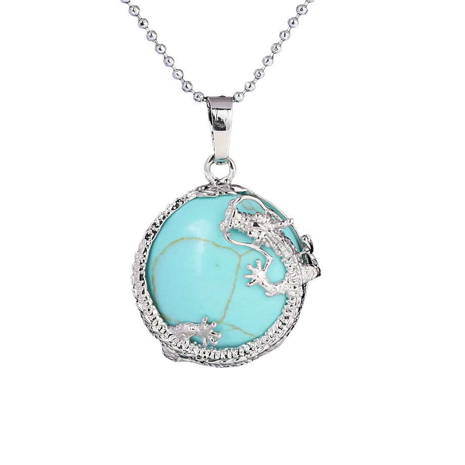 Chaîne et son Pendentif en Turquoise "Stabilité & Empathie" - Dragon