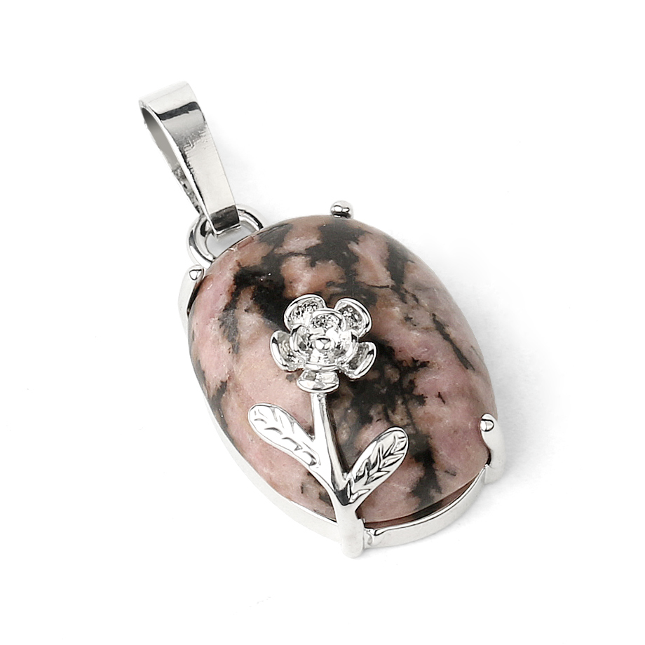 Pendentif en Rhodonite "Amour & Bienveillance" - Cabochon